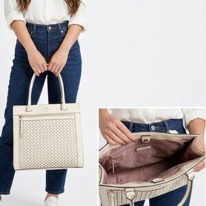 Kate Spade New York Perforated Leather Tote Bag - Off White Pebble Leather